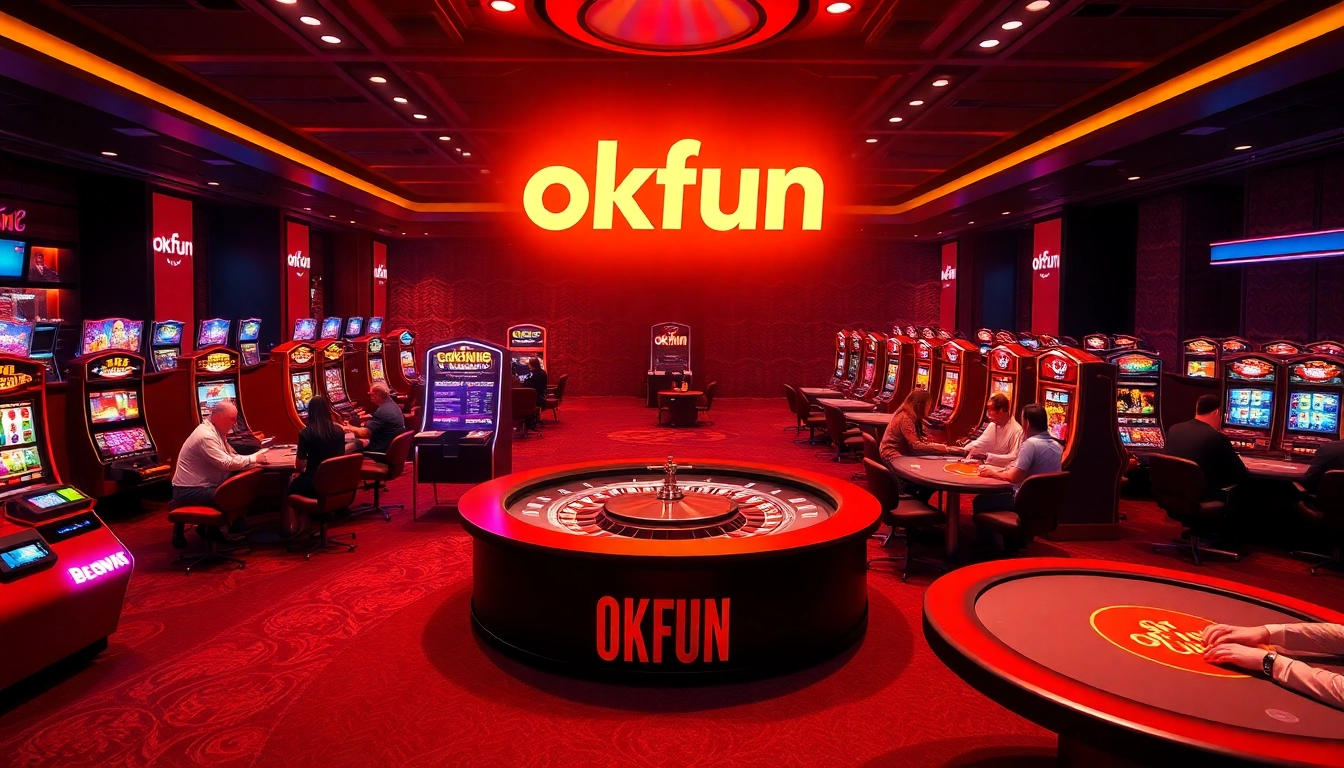Experience the thrill of betting with okfun casino at vibrant tables and glowing slot machines.
